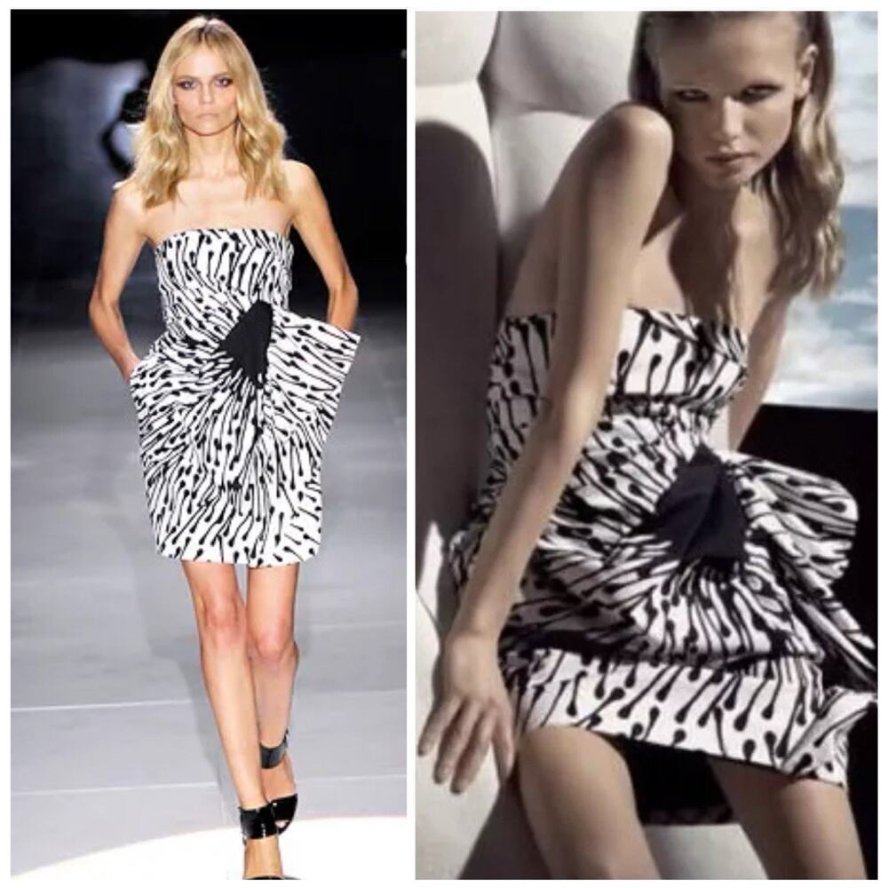 Vintage Gucci Mini Dress Runway Strapless Bustier Corset Top 40 2000s Y2k White